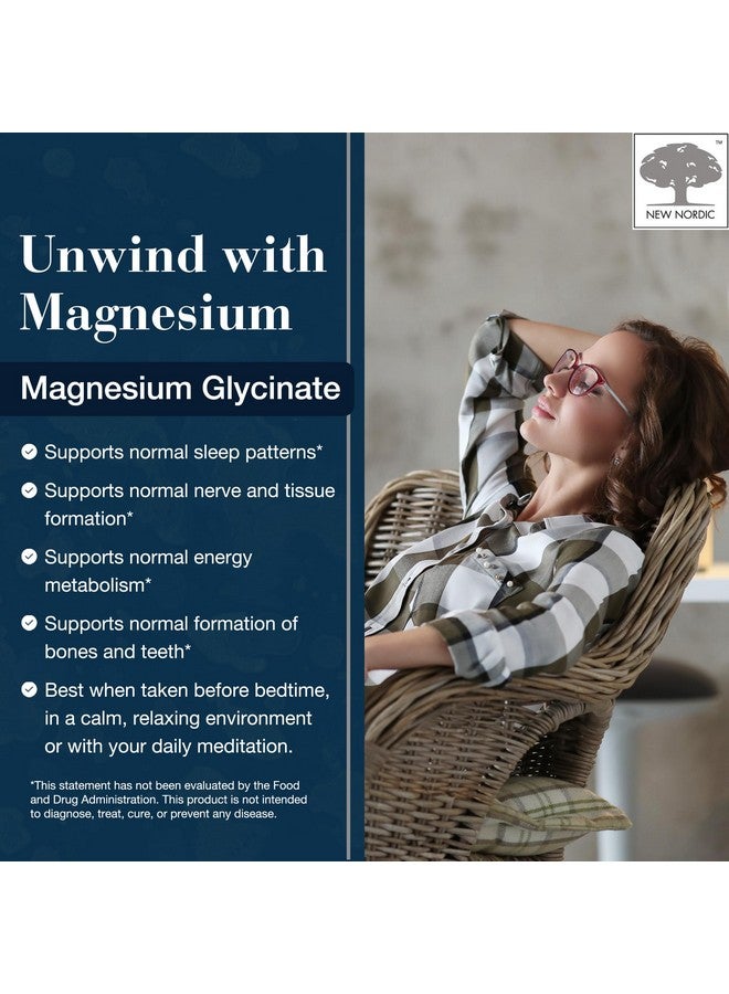 New Nordic Magnesium Glycinate, 220 mg Maximum Absorption Tablets with Pine Bark & Long Pepper, Gentle on Stomach for Women & Men, 30 Servings - Image 2