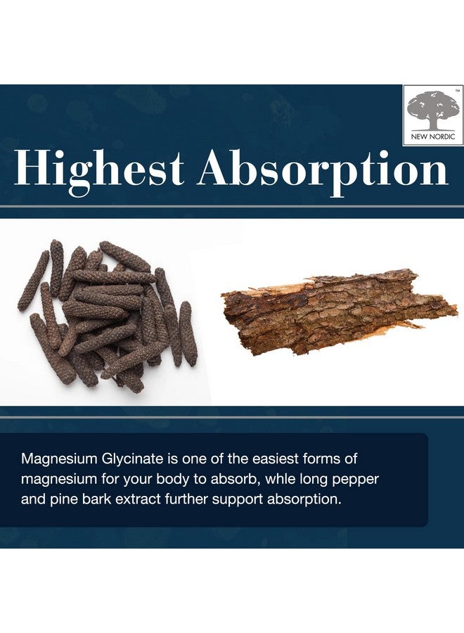 New Nordic Magnesium Glycinate, 220 mg Maximum Absorption Tablets with Pine Bark & Long Pepper, Gentle on Stomach for Women & Men, 30 Servings - Image 4