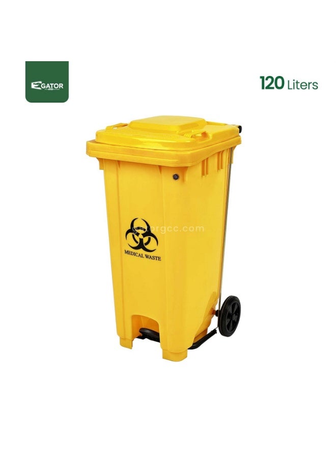 Gator Pedal Operated Plastic Garbage Bin 120L Yellow