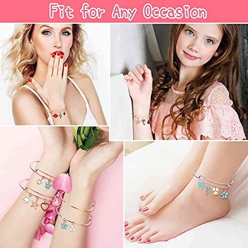 Thrilez 300Pcs Charm Bangle Bracelets Making Kit with Expandable Bangles, Charms, Jump Rings and Pliers for Jewelry Making Bangle Bracelets (with Gift Box and Tools) - Image 2