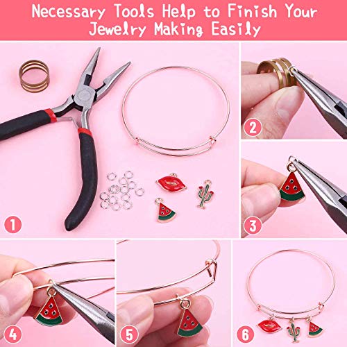 Thrilez 300Pcs Charm Bangle Bracelets Making Kit with Expandable Bangles, Charms, Jump Rings and Pliers for Jewelry Making Bangle Bracelets (with Gift Box and Tools) - Image 5