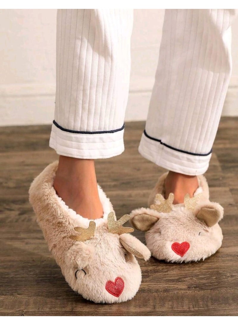 Shein Women's Christmas Deer Slippers/Socks, Warm Indoor Floor Shoes, Cute - Image 1