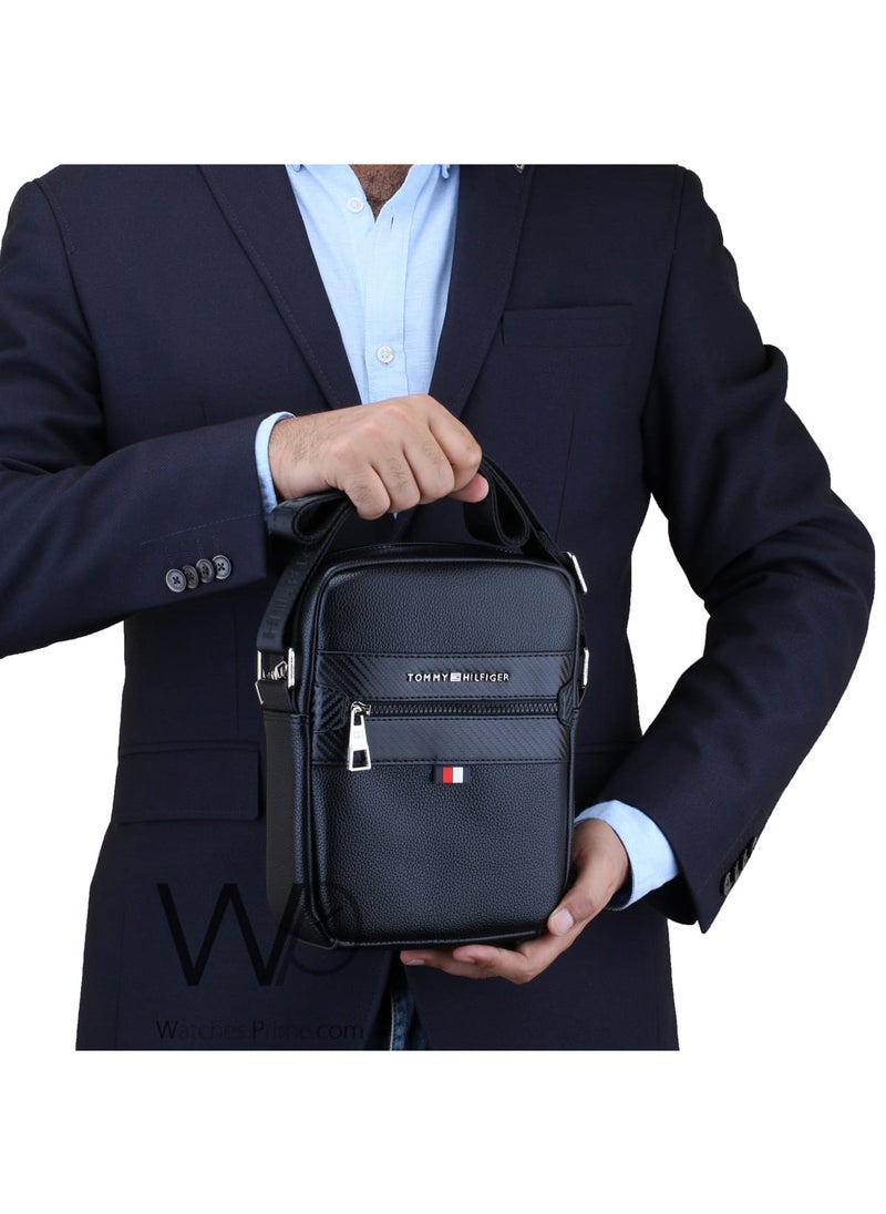Tommy Hilfiger Plus - Black Leather Tommy Hilfiger Crossbody Messenger Men Bag - Image 1