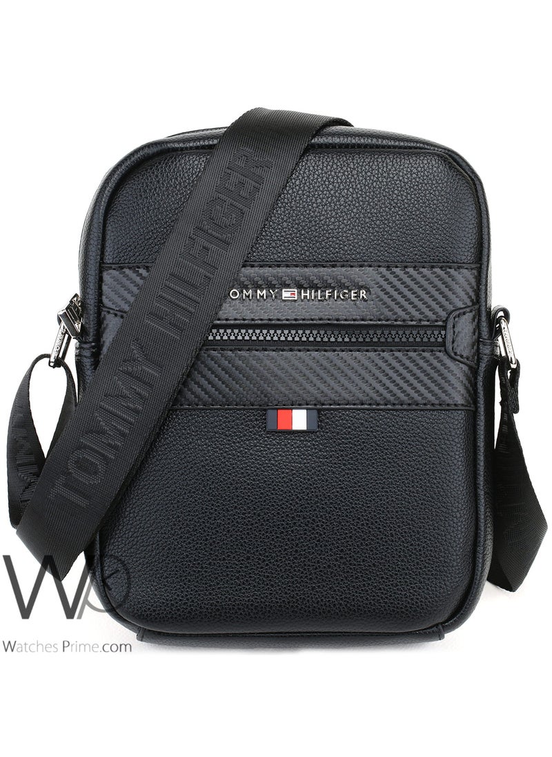 Tommy Hilfiger Plus Black Leather Tommy Hilfiger Crossbody Messenger Men Bag  - Image 1