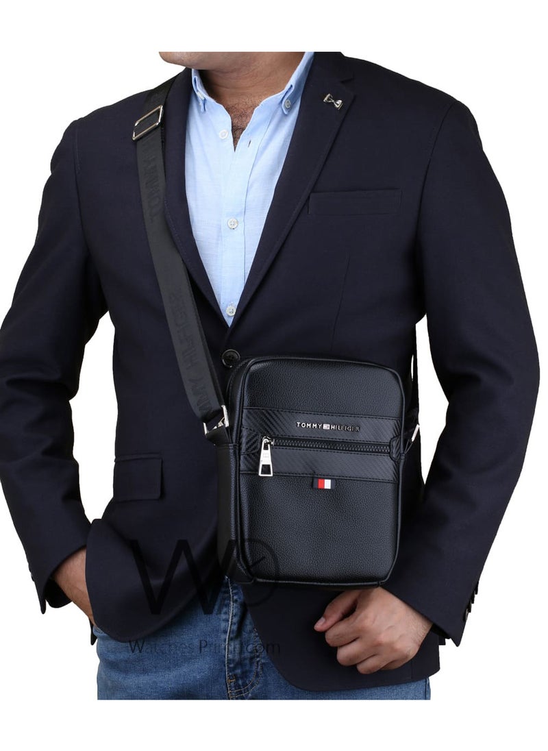 Tommy Hilfiger Plus Black Leather Tommy Hilfiger Crossbody Messenger Men Bag  - Image 2