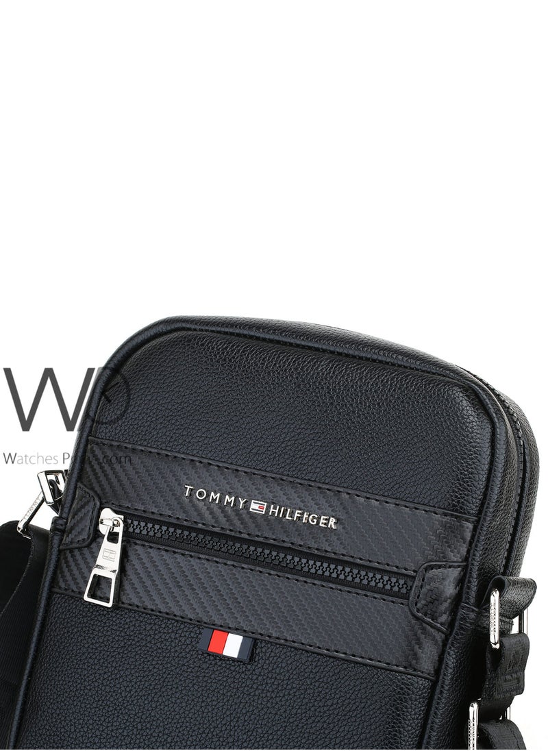 Tommy Hilfiger Plus - Black Leather Tommy Hilfiger Crossbody Messenger Men Bag - Image 1