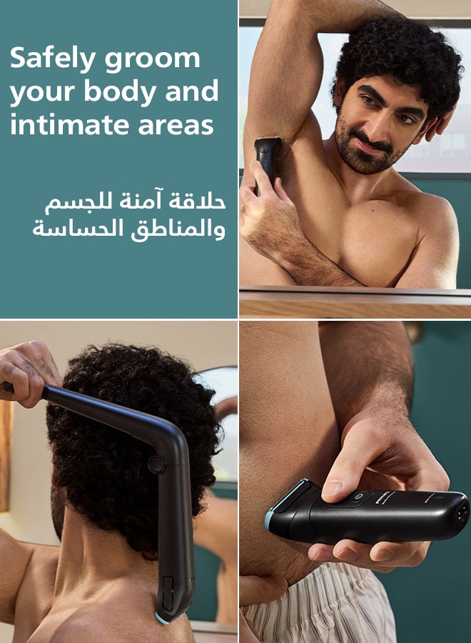 فيليبس ماكينة تشذيب وحلاقة للجسم BG5480/15 | رطب وجاف 100% | حلاقة ناعمة وقريبة | ملحق ظهر قابل للطي للمناطق الصعبة | أمشاط 2/3/5 مم | حتى 100 دقيقة لاسلكيًا - Image 3