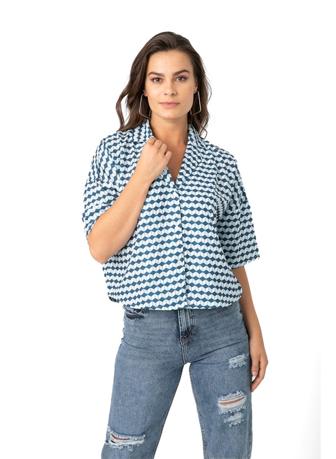 Marco Bergamo Printed Button Front Blouse  - Image 2