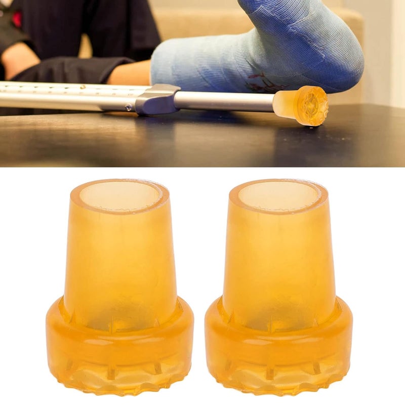 woobles 2pcs Replacement Crutch Pads Crutch Tips Crutch Feet Pads Wear Resistant Protective Round Foot Design 360 Degree Rotatable Thickened Rubber Canes Feet Covers for Walking Arm Crutches(Orange) - Image 3