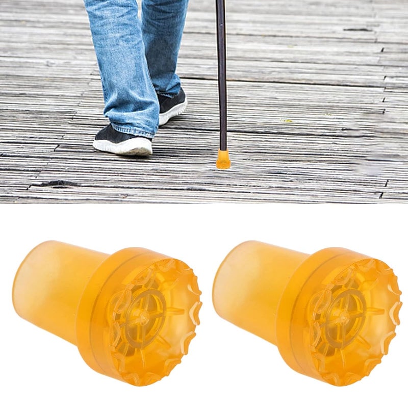 woobles 2pcs Replacement Crutch Pads Crutch Tips Crutch Feet Pads Wear Resistant Protective Round Foot Design 360 Degree Rotatable Thickened Rubber Canes Feet Covers for Walking Arm Crutches(Orange) - Image 2
