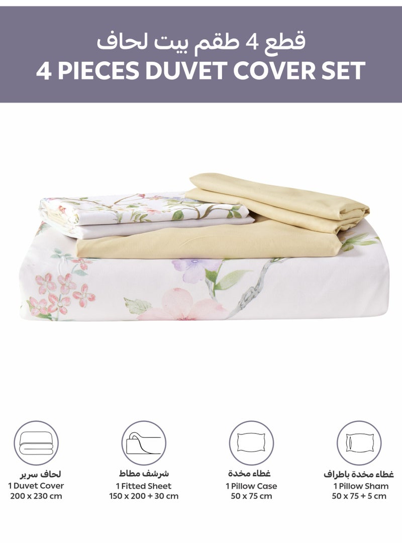 Donetella Digital Print Duvet cover Set,Queen Size 200x230 cm - 4-Pcs Bed Set, ,Emirate Collection, Microfiber - 1 Duvet Cover, 1 Fitted Sheet, 1 Pillow Shams, 1 Pillowcases (Filler Not Include)  - Image 4