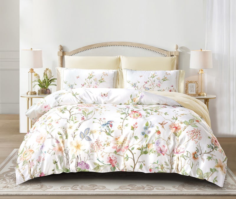 Donetella Digital Print Duvet cover Set,Queen Size 200x230 cm - 4-Pcs Bed Set, ,Emirate Collection, Microfiber - 1 Duvet Cover, 1 Fitted Sheet, 1 Pillow Shams, 1 Pillowcases (Filler Not Include)  - Image 1