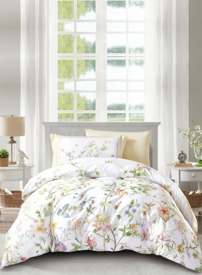 Donetella Digital Print Duvet cover Set,Queen Size Fits 150x200 cm - 4-Pcs Bed Set, ,Emirate Collection, Microfiber - 1 Duvet Cover, 1 Fitted Sheet, 1 Pillow Shams, 1 Pillowcases (Filler Not Include)