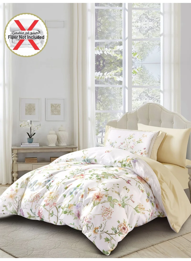 Donetella Digital Print Duvet cover Set,Queen Size Fits 150x200 cm - 4-Pcs Bed Set, ,Emirate Collection, Microfiber - 1 Duvet Cover, 1 Fitted Sheet, 1 Pillow Shams, 1 Pillowcases (Filler Not Include)