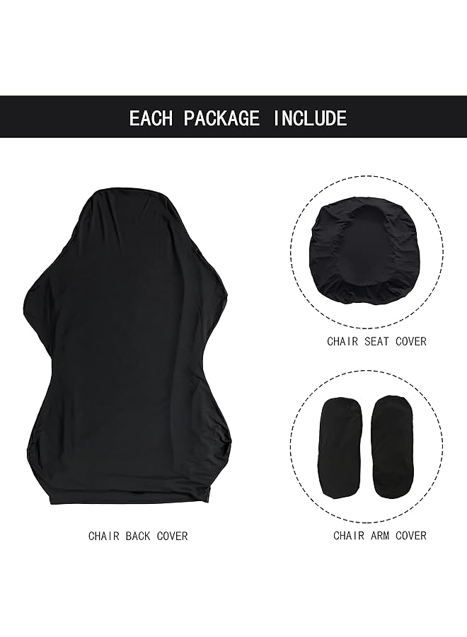 إيروريكس أغطية كراسي الألعاب قابلة للتمدد وقابلة للغسل وأغطية كراسي الكمبيوتر للكرسي الدوار وكرسي الألعاب وكرسي الكمبيوتر الرئيسي باللون الأسود مقاس X كبير - Image 3