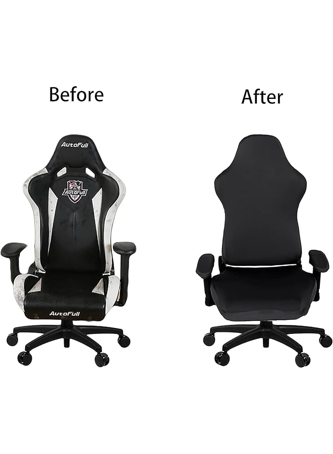 إيروريكس أغطية كراسي الألعاب قابلة للتمدد وقابلة للغسل وأغطية كراسي الكمبيوتر للكرسي الدوار وكرسي الألعاب وكرسي الكمبيوتر الرئيسي باللون الأسود مقاس X كبير - Image 5