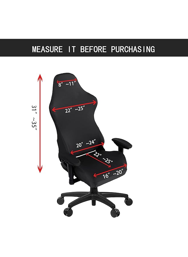 إيروريكس أغطية كراسي الألعاب قابلة للتمدد وقابلة للغسل وأغطية كراسي الكمبيوتر للكرسي الدوار وكرسي الألعاب وكرسي الكمبيوتر الرئيسي باللون الأسود مقاس X كبير - Image 2