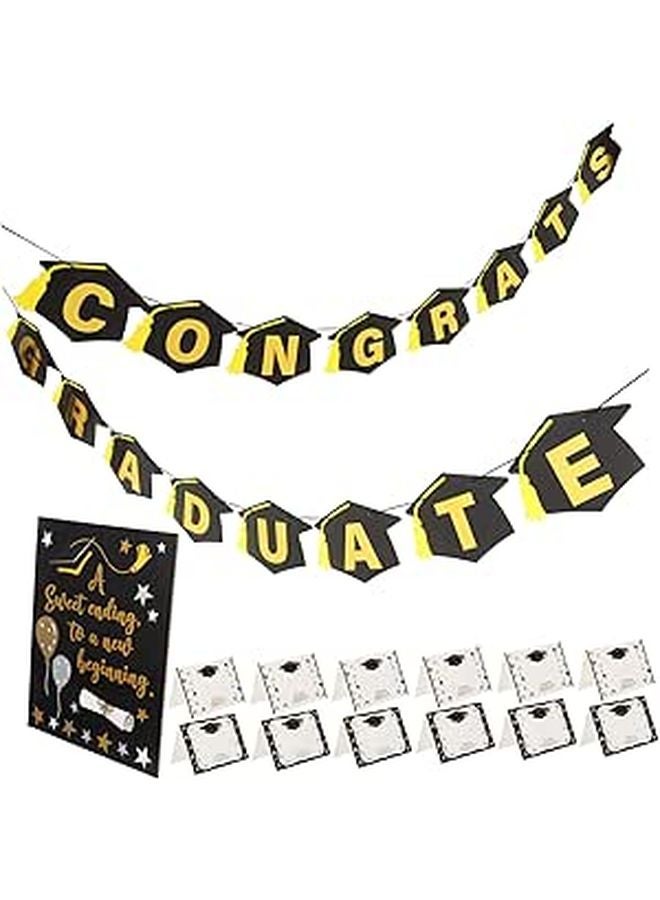 Graduation Party Tabletop Message Cards With Foil Hanging Decor Writable Stand - Image 1