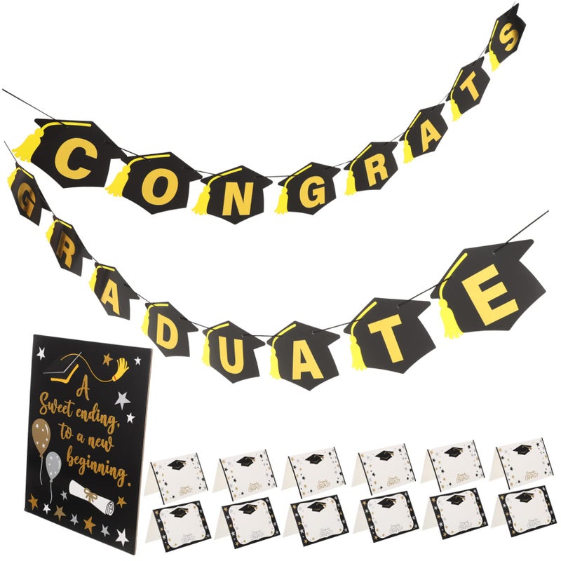 Graduation Party Tabletop Message Cards With Foil Hanging Decor Writable Stand - Image 2