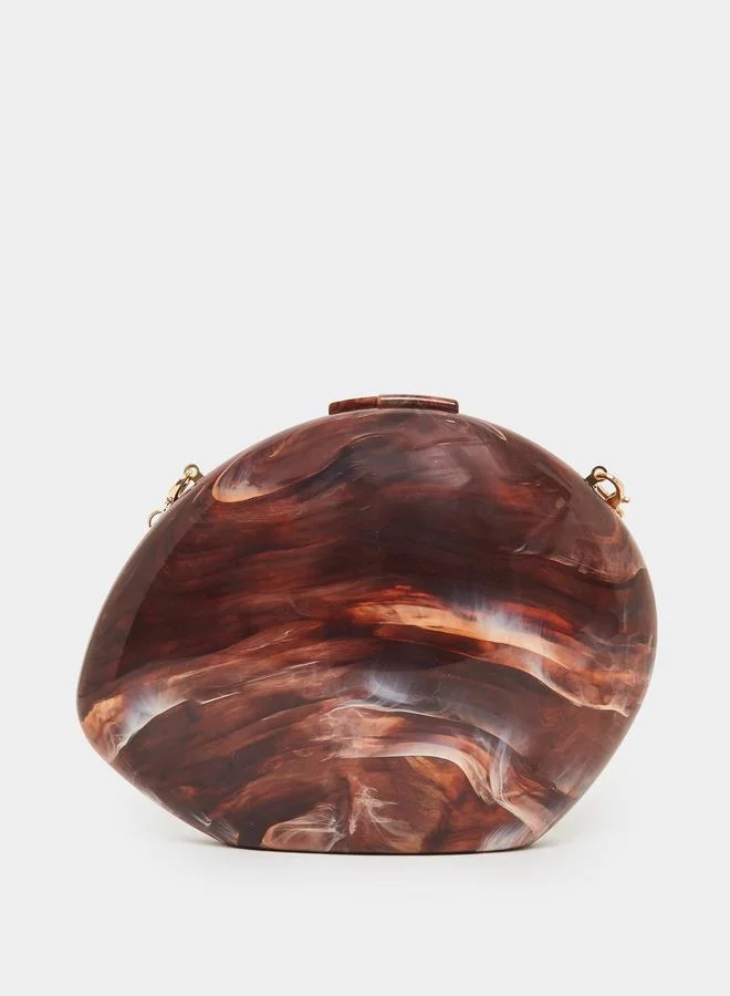 Styli Marbled Look Clutch Bag with Chain Strap