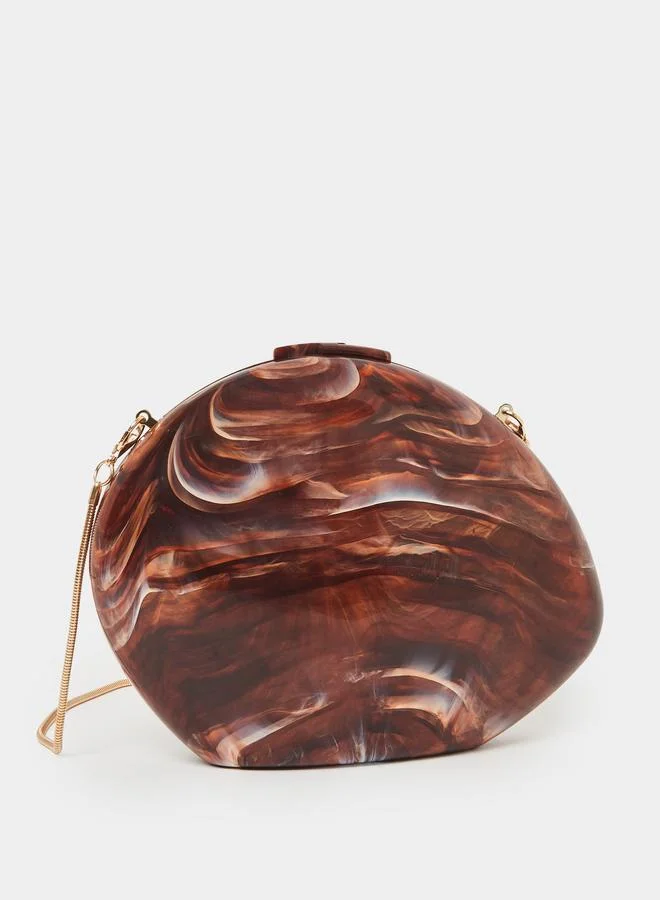 Marbled Look Clutch Bag with Chain Strap