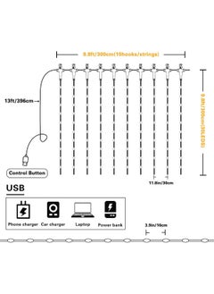 One94Store One94Store Fairy Curtain String Lights Warm White 300 LED with 8 Modes Remote Control Adjustable Brightness and USB Plug for Indoor Outdoor Decoration Warm White Color 3 X 3 Meter Plastic  - Image 3