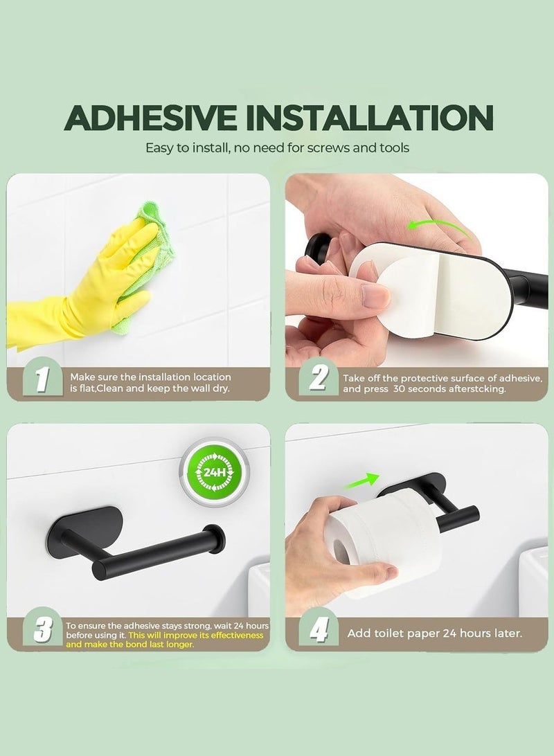 WangPangZi Matte Black Stainless Steel Toilet Paper Holder 304 Rustproof Self Adhesive Wall Mounted Tissue Roll Holder No Drilling Required for Bathroom Kitchen Restroom Washroom Daily Use - Image 5