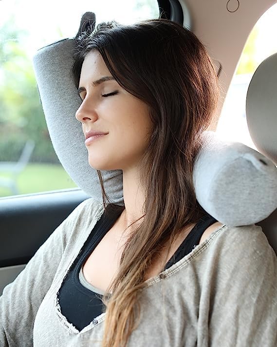 GOPAD Twist Memory Foam Neck Pillow for Neck Chin Lumbar and Leg Support for Adults on Airplanes Traveling Bus Soft Smooth Velvet Material Bendable Adjustable 1 PcsGrey - Image 5