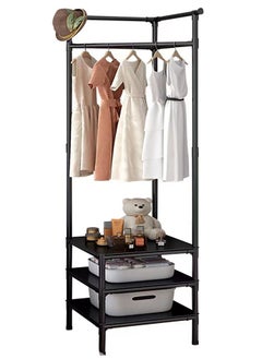 Corner Coat Rack Stand for Entryway, Vintage Industrial Hall Tree Freestanding with Storage Bench and Coat Racks Entryway Storage Shelf Organizer with 10 Hooks, Metal Frame Furniture，Convenient to use and space saving