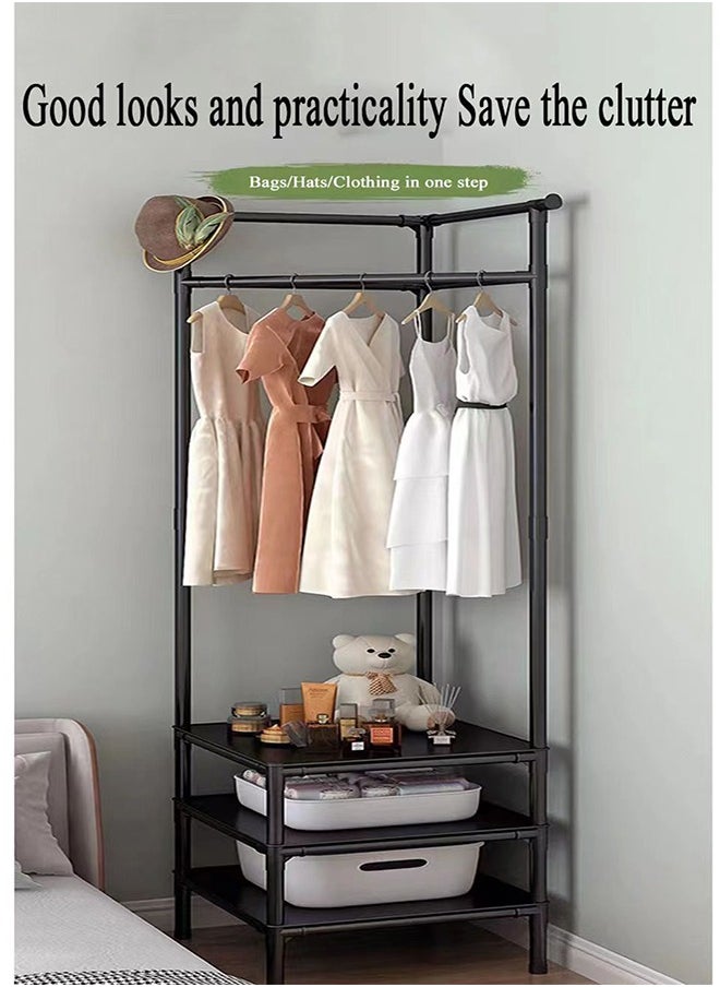 Generic - Corner Coat Rack Stand for Entryway, Vintage Industrial Hall Tree Freestanding with Storage Bench and Coat Racks Entryway Storage Shelf Organizer with 10 Hooks, Metal Frame Furniture，Convenient to use and space saving - Image 1