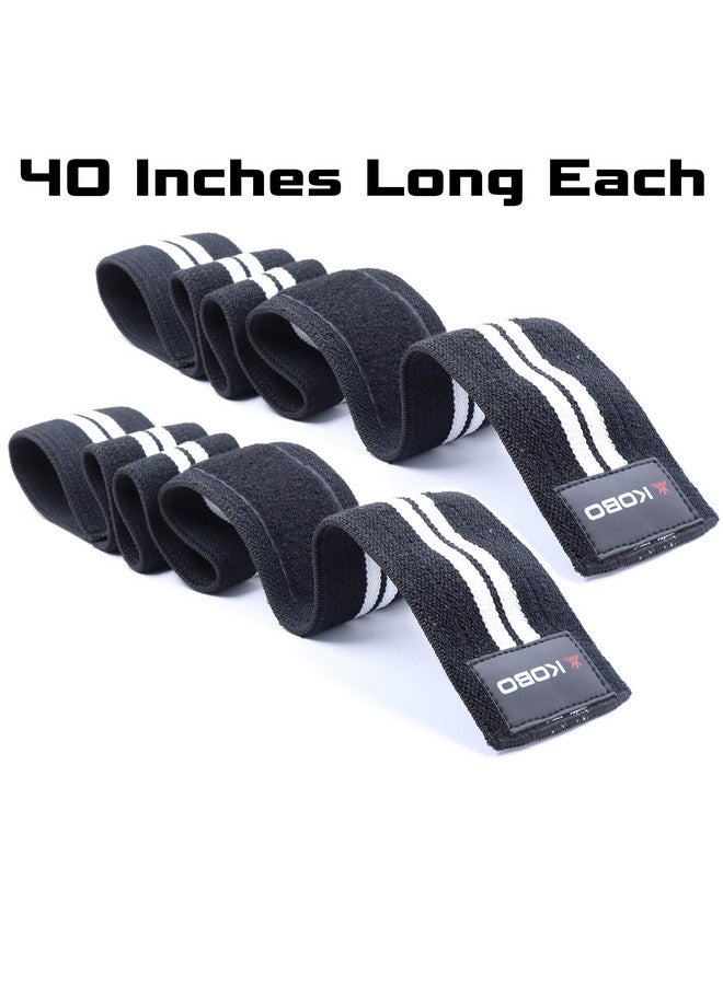 Kobo كوبو WTA-44-أسود-أبيض لفافة كوع WTA-44 لفافات كوع لرفع الأثقال دعم ضغط مرن ثقيل، مقاس مجاني (أسود/أبيض) - Image 3