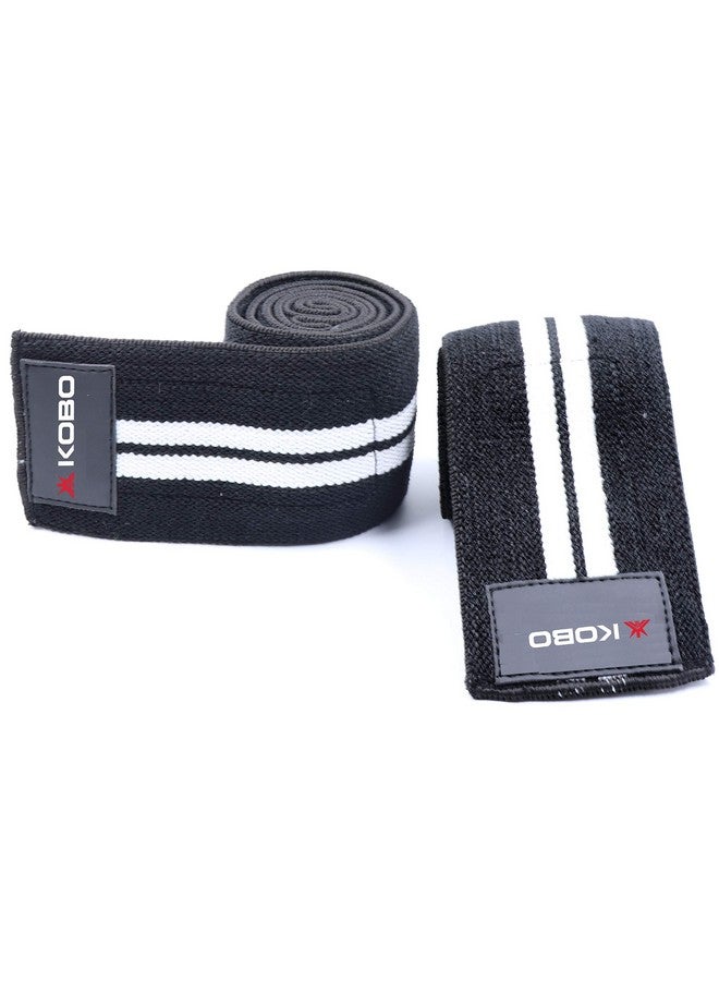 Kobo كوبو WTA-44-أسود-أبيض لفافة كوع WTA-44 لفافات كوع لرفع الأثقال دعم ضغط مرن ثقيل، مقاس مجاني (أسود/أبيض) - Image 5