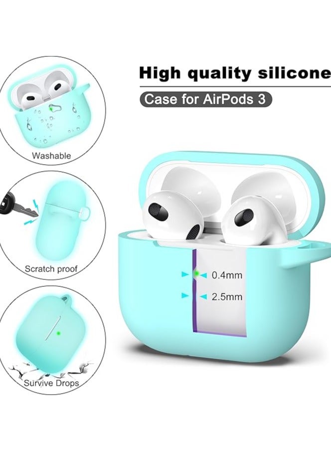 wexon Protective Shockproof Silicone Case Cover for Apple AirPods 3 Aqua Color - Image 2
