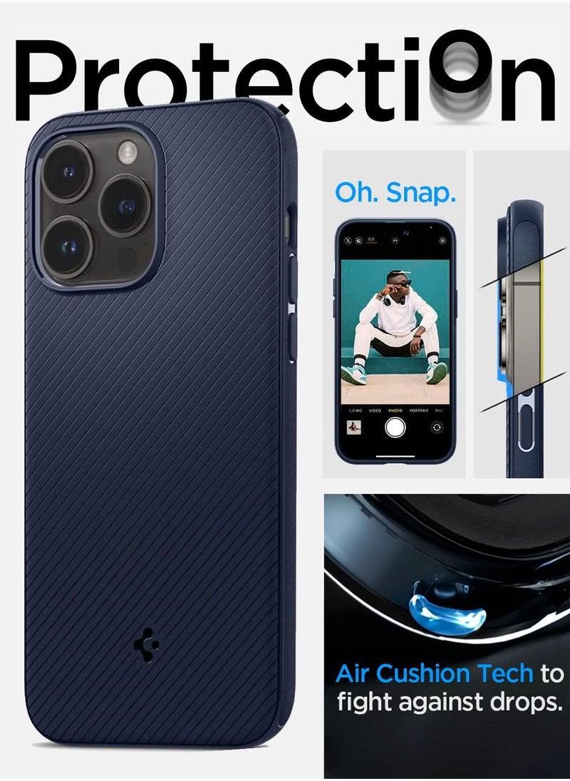 Spigen - Mag Armor MagFit iPhone 14 Pro Case Cover with Magsafe - Navy Blue - Image 1
