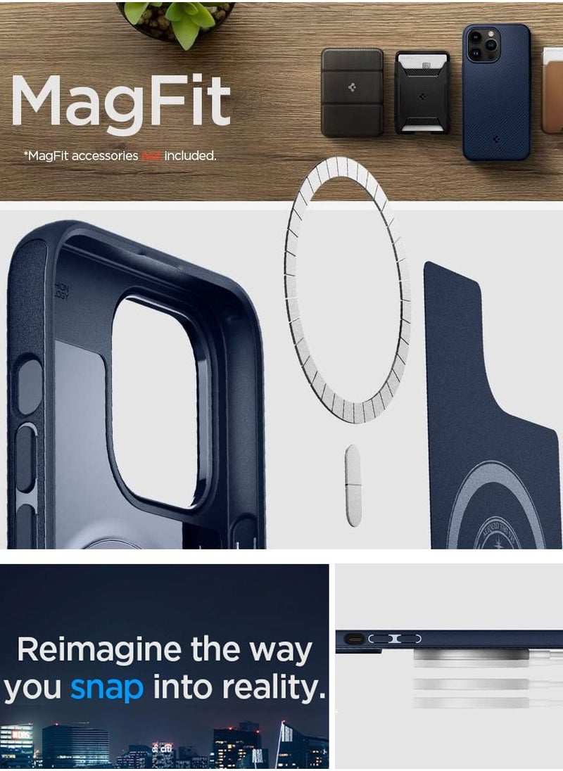 Spigen - Mag Armor MagFit iPhone 14 Pro Case Cover with Magsafe - Navy Blue - Image 1