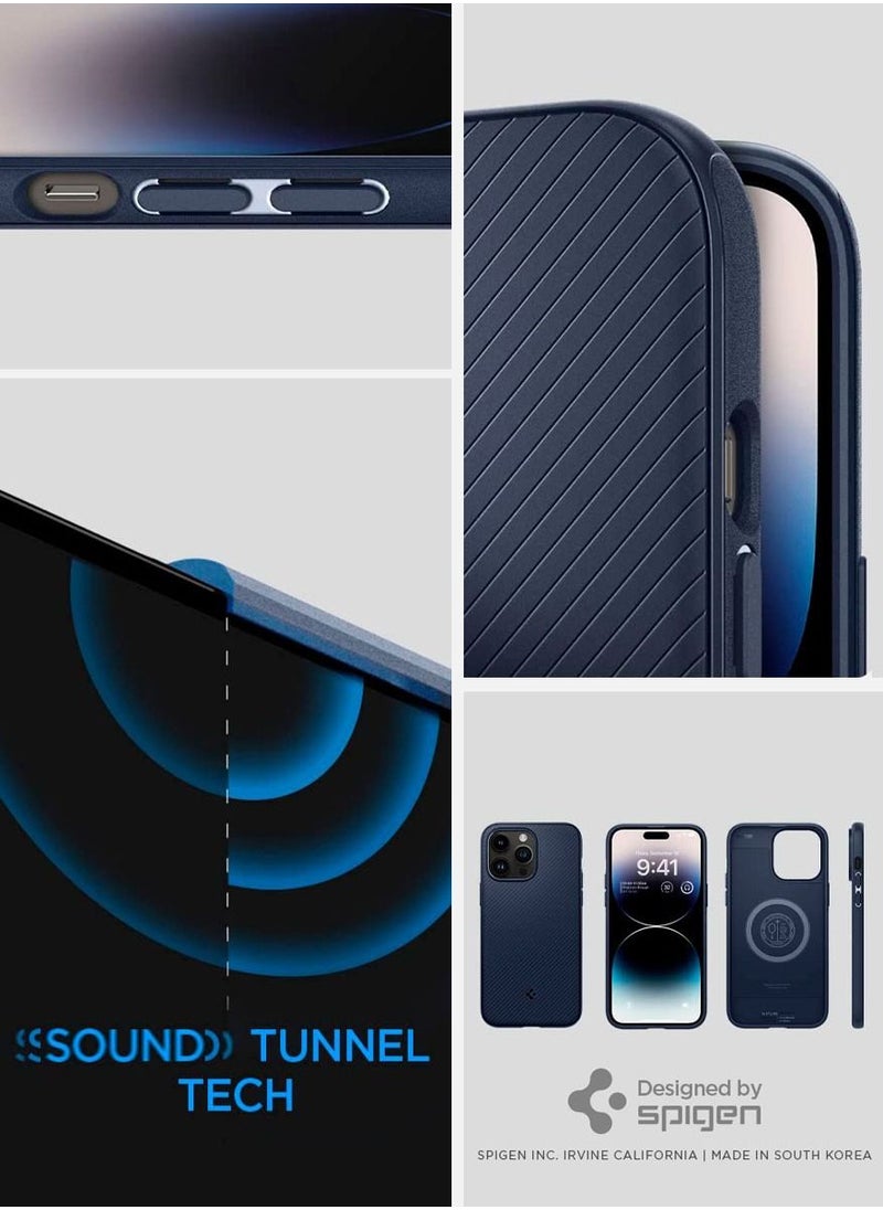 Spigen - Mag Armor MagFit iPhone 14 Pro Case Cover with Magsafe - Navy Blue - Image 1