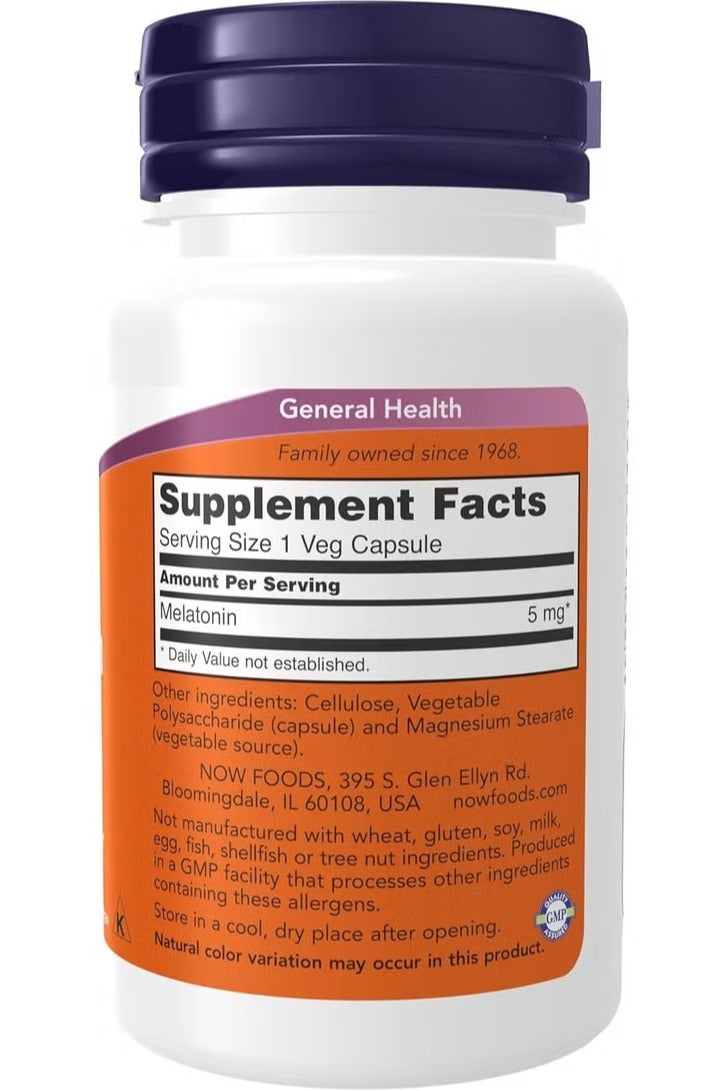 ناو كبسولات الميلاتونين ٥ ملغ، ٦٠ كبسولة - Image 2