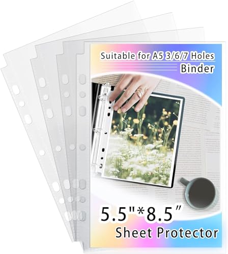 AZATUS 20 Pack Heavy Duty Sheet Protectors 5.5x8.5 Inch, A5 Binder 6 Ring Clear Photo Sleeves (40 Pockets) for K-Pop Photocard, Trading Cards & Documents - Image 1