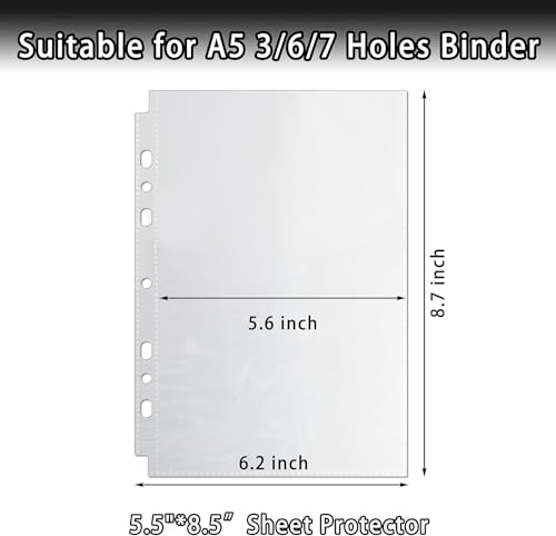 AZATUS 20 Pack Heavy Duty Sheet Protectors 5.5x8.5 Inch, A5 Binder 6 Ring Clear Photo Sleeves (40 Pockets) for K-Pop Photocard, Trading Cards & Documents - Image 2