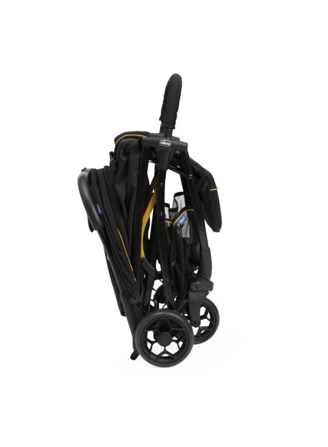 شيكو عربة أطفال شيكو جلي سوداء | عربة أطفال مدمجة سهلة الطي | بمقاعد مبطنة ناعمة | مظلة وشبكة عملية | مناسبة للأطفال من عمر 0-5 سنوات | نافذة على المظلة - عربة جلي غير متساوية سوداء - Image 3