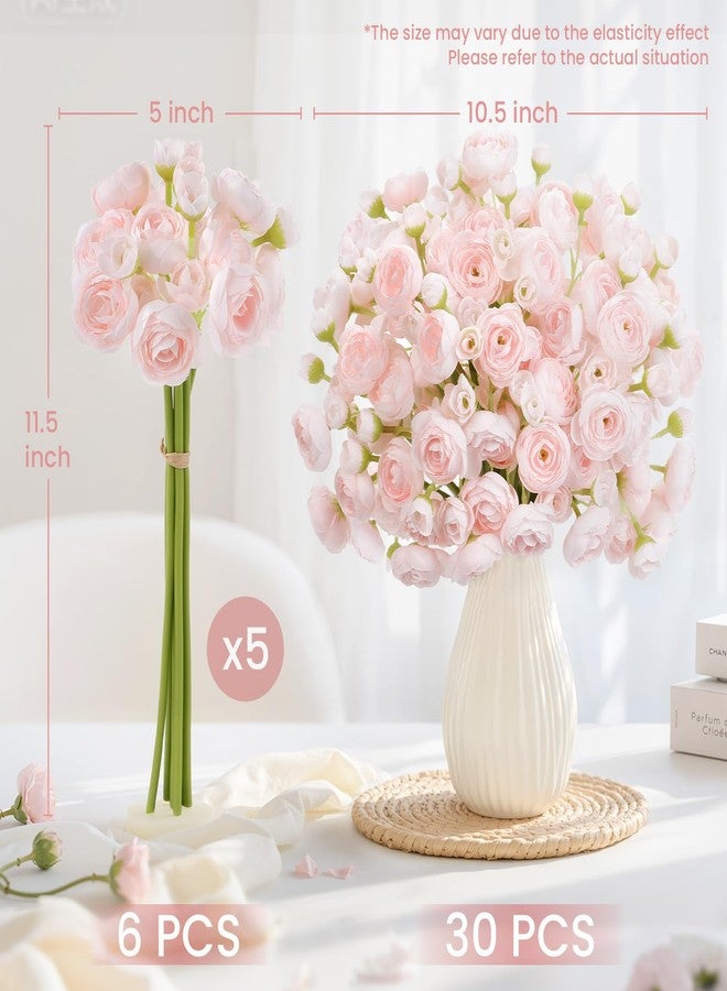 Alupssuc 30Pcs Ranunculus Artificial Flowers Faux Silk Mini Ranunculus, Spring Flowers Artificial Indoor for DIY Bouquets, Bulk Fake Wedding Filler Flowers for Bride Shower Decorations, Shabby Blush - Image 3
