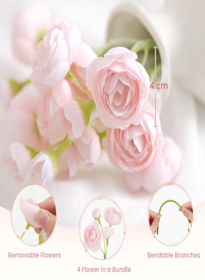Alupssuc 30Pcs Ranunculus Artificial Flowers Faux Silk Mini Ranunculus, Spring Flowers Artificial Indoor for DIY Bouquets, Bulk Fake Wedding Filler Flowers for Bride Shower Decorations, Shabby Blush - Image 4