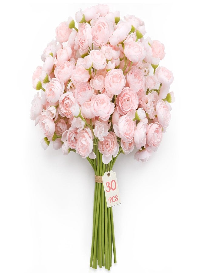 Alupssuc 30Pcs Ranunculus Artificial Flowers Faux Silk Mini Ranunculus, Spring Flowers Artificial Indoor for DIY Bouquets, Bulk Fake Wedding Filler Flowers for Bride Shower Decorations, Shabby Blush - Image 2