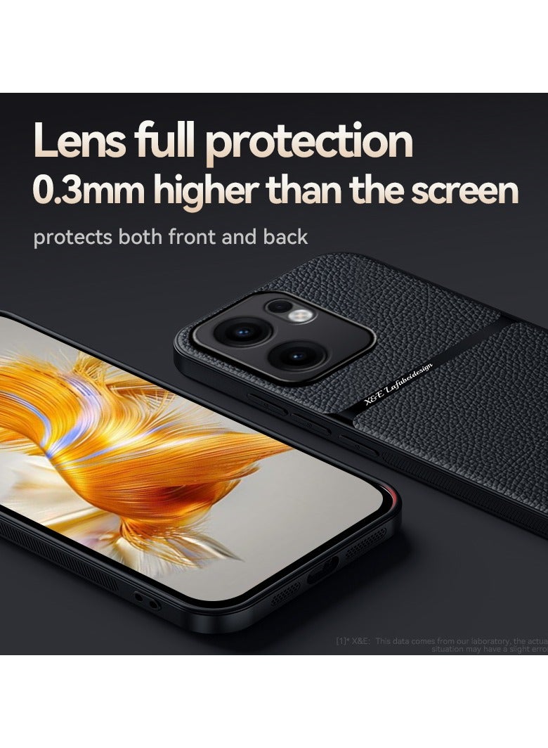 Phone Case Cover Leather TPU Back Case Cover shock resistant Compatible with Oppo Reno 13f (Black) - Image 4
