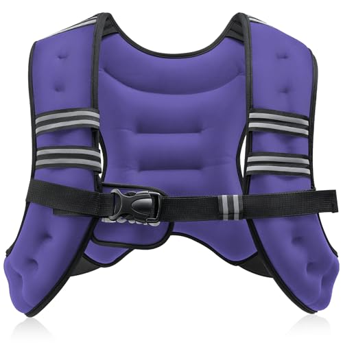 ZELUS Weighted Vest, 6lb/8lb/12lb/16lb/20lb/25lb/30lb Weight Vest with Reflective Stripe for Workout, Strength Training, Running, Fitness, Muscle Building, Weight Loss, Weightlifting, Violet(8 lb) - Image 1
