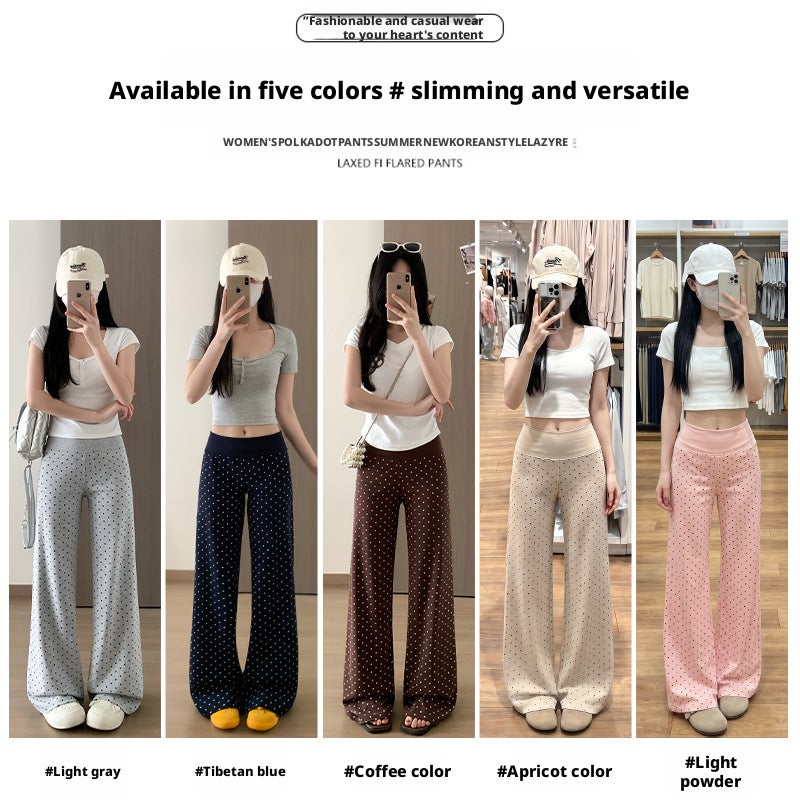 Women's High Waist Polka Dot Flared Pants Spring Summer Casual Slim Yoga Pants - Image 2