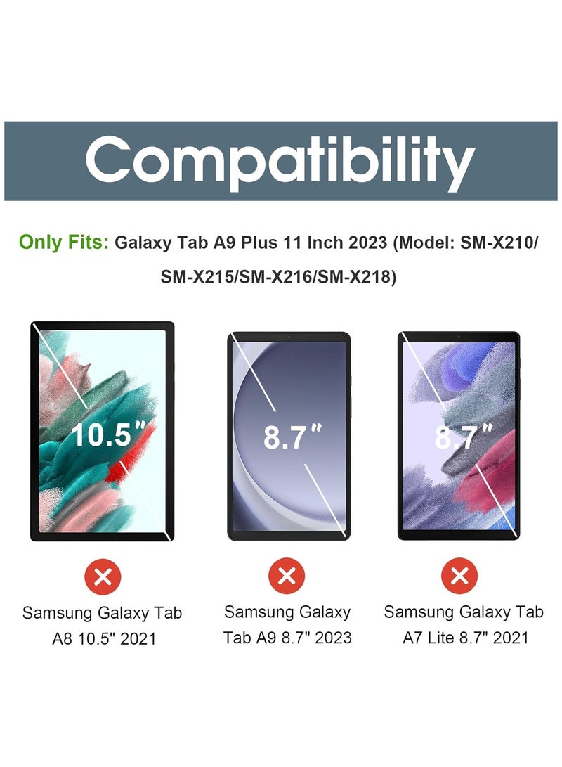 حافظة Galaxy Tab A9 Plus مقاس 11 بوصة 2023، حافظة حماية ذكية بحامل نحيف وغطاء خلفي صلب لجهاز Galaxy Tab A9+ Plus 2023 SM-X210/X215/X216/X218 مقاس 11 بوصة - كحلي - Image 2