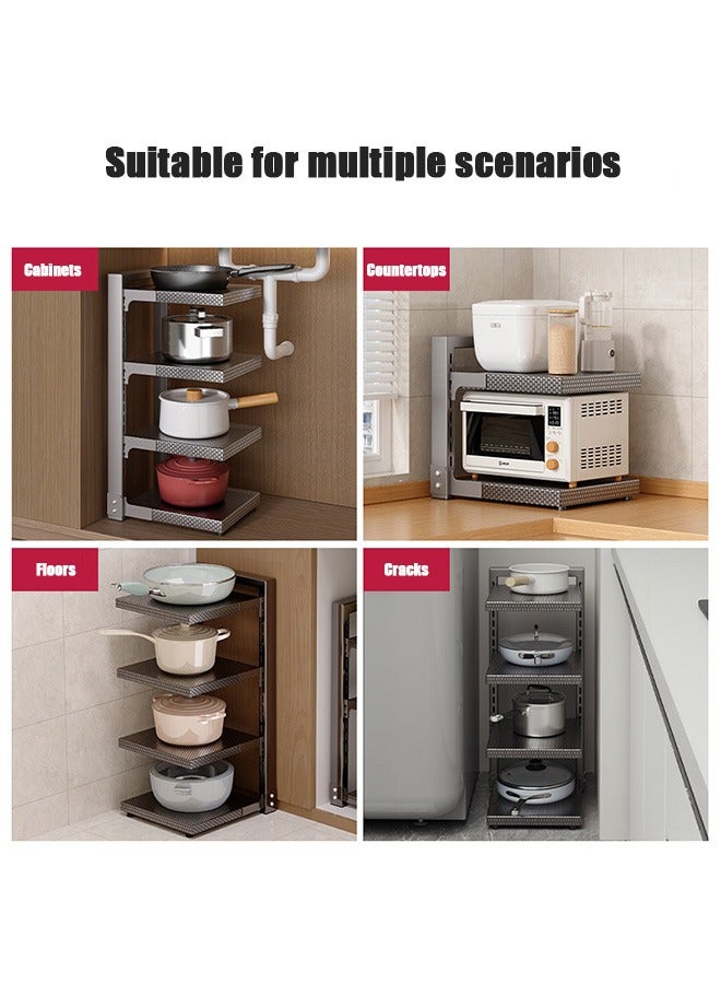 Kitchen Pot Rack, Household Floor-To-Ceiling Multi-Layer Storage Rack, Foldable Multi-Function Storage Pot Rack, Sink Countertop Gap Storage Rack - Image 3