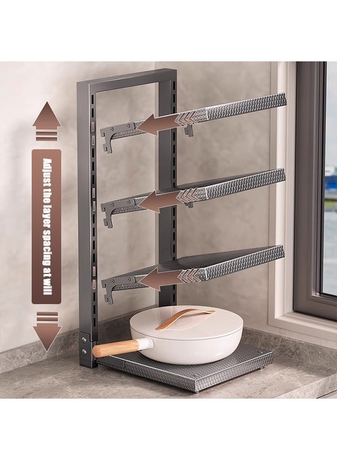 Kitchen Pot Rack, Household Floor-To-Ceiling Multi-Layer Storage Rack, Foldable Multi-Function Storage Pot Rack, Sink Countertop Gap Storage Rack - Image 4