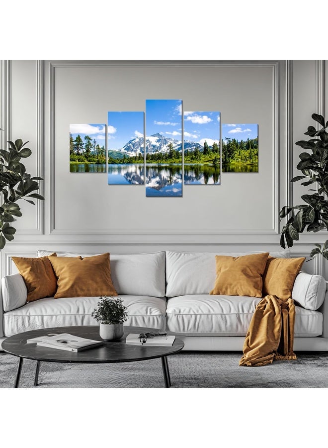 Home Trove Us Washington State Shuke Gable Wall Decor North Cascade National Park View Wall Art Picture Canvas Print Forest Lake Poster Painting Framed Bedroom Decoration Ready To Hang(60''Wx32''H) - Image 3